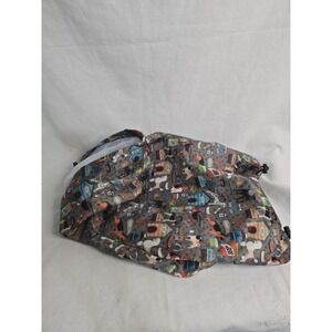 FunnyDogClothes.com Dog Raincoat Grey Pet Print Mesh Lined Hooded Jacket Large